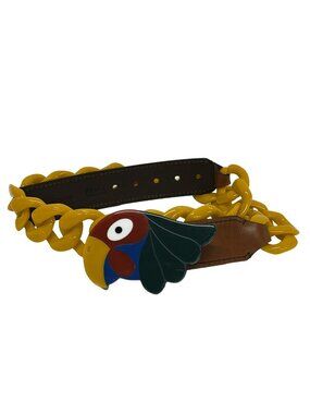 Prada Belt 32 80 Dark Yellow Brown Multi Parrot Leather PRADA Brown 32 Size Belts for Women for sale | eBay main image 3